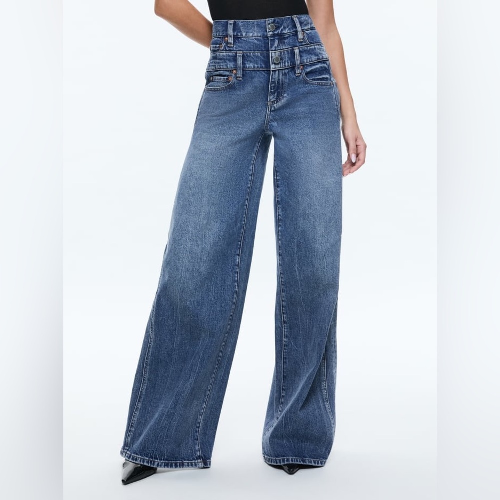 Alice + Olivia COOL DOUBLE WAISTBAND JEAN Size 24